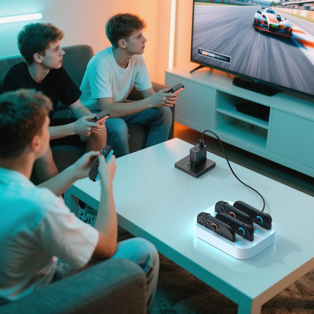 LVFAN Переключатель 2 Зарядка Одновременная Переключатель2 Переключатель 2 Зарядка Хранение со светодиодом для Nintendo Switch Белая подставка для Joy-con, Зарядное устройство для Joy-con из 4 частей,