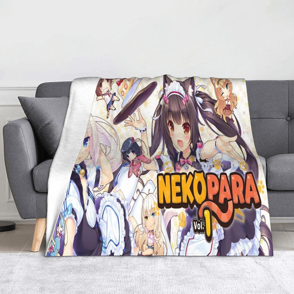 Nekopara Game Chocola and Vanilla Blankets Flannel Summer Air Conditioning  Portable Soft Throw Blanket for Sofa Couch Rug Piece