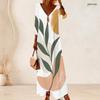Plus Size Women V Neck 3 4 Sleeve Maxi Dress Soft Chic Casual Holiday Street Gown
