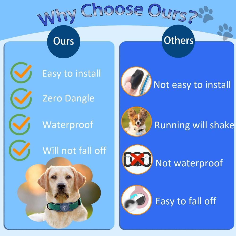 Silicone Protective Sleeve Waterproof Pet Tracker Protective Case Dog Collar Holder for Airtags