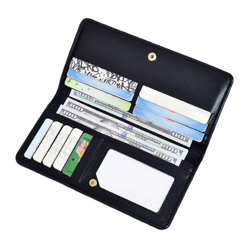 1 шт. ультратонкий кошелек для женщин с блокировкой RFID, держатель для кредитных карт, двойной клатч, кошельки на молнии, дорожный длинный кошелек