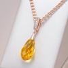 Ожерелье с подвеской из желтого кристалла цвета розового золота для женщин, аксессуары из натурального циркона, винтажные украшения для свадебной вечеринки