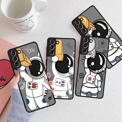 Симпатичный матовый чехол Astronaut для Samsung Galaxy S22 S20 S21 FE S10 S9 Plus S8 Capa Note 20 Ultra 10 Lite Phone Fundas
