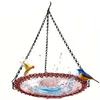 Heavy-Duty Outdoor Bird Bath Water Feeder with Rust-Proof Black Chains Hanging Bird Bath Hummingbird Feeder