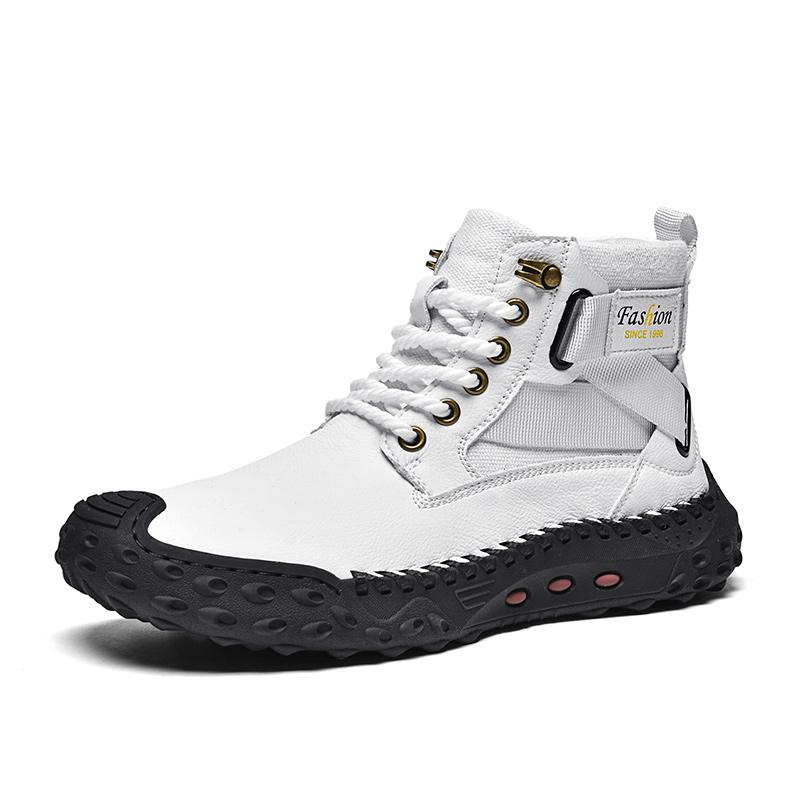 Ручная строчка Кожаные мужские ботинки Спилок Повседневная кожаная обувь Мужские ботильоны