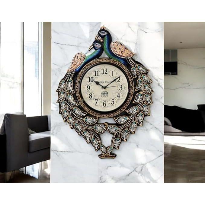 Большие часы из соснового дерева «Павлин»