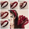 Cloth Red Sponge Headband Camellia Flowers Velvet Hair Band Creative   Girl