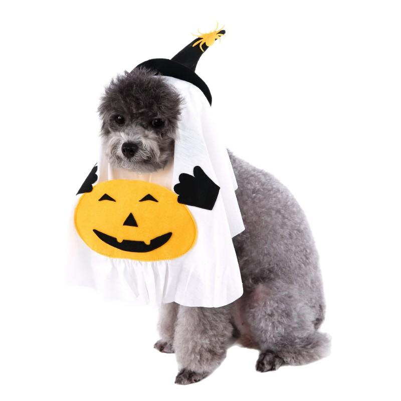 Funny Dog Costume Set Creative Pumpkin Ghost Pet Halloween Outfit Small Medium Dogs