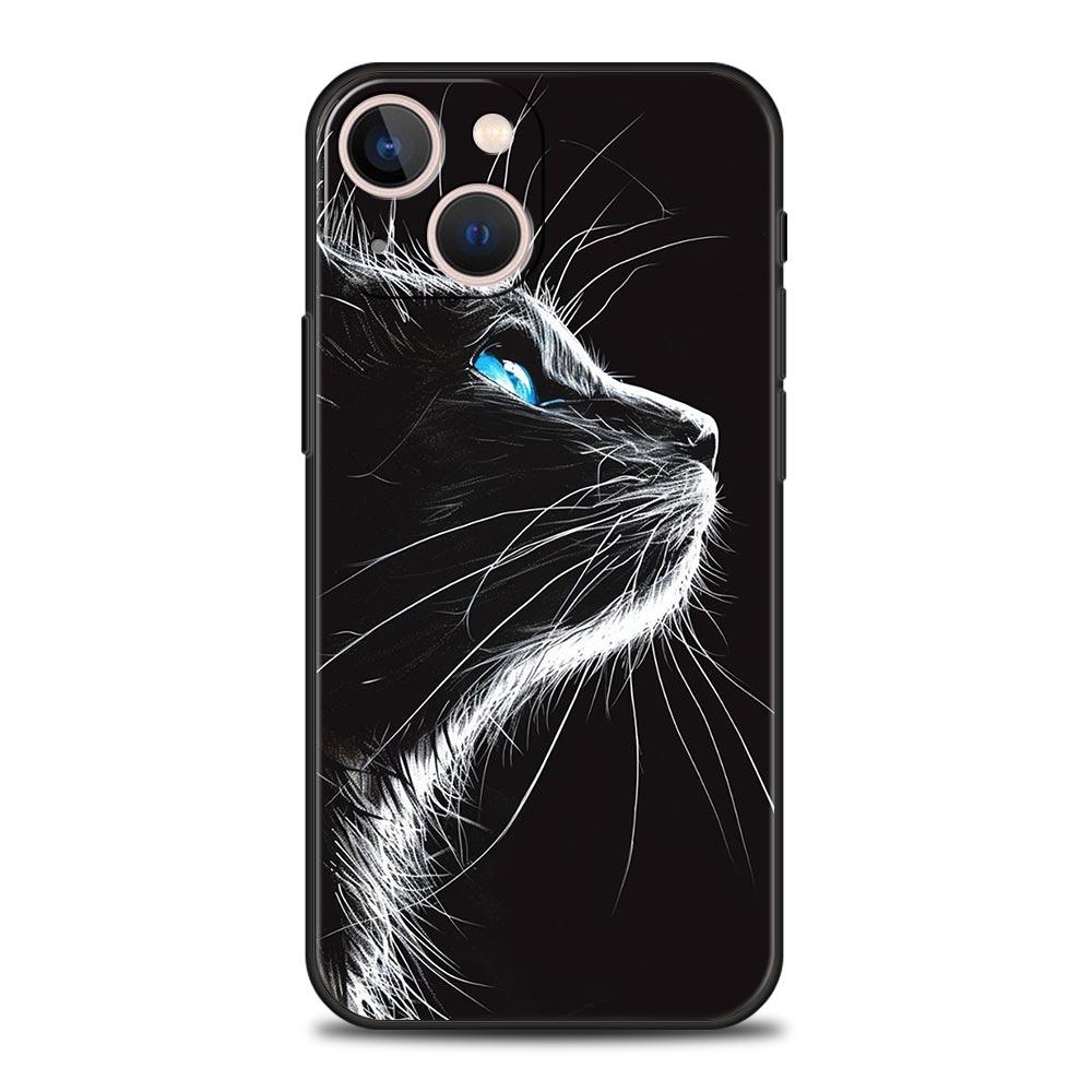 Кот Линия Черные Коты Чехол для Телефона Для iPhone 17 16 15 Pro Max 11 12 13 14 7 8 Plus SE 2020 X XR XS Чехол Мягкий Черный