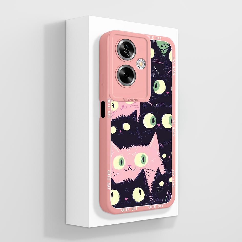 Для OPPO A79 A77 A77s A78 A83 A91 A92 A93 A93s A94 A95 A96 4G 5G чехлы для телефонов прекрасный рисунок панды котенка жидкий силиконовый противоскользящий чехол для OPPO Capa