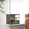 Reptile Glass Terrarium With Stone Background Front Ventilation Escape Proof Knob Lock 30 X 30 X 30 Cm Black