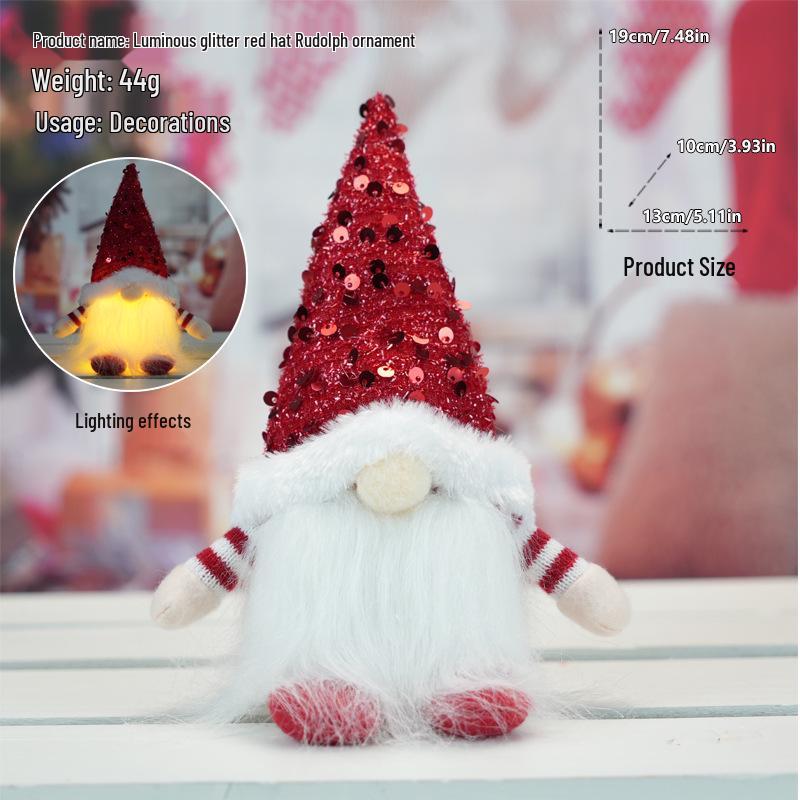 Светящийся гном с пайетками и Рудольф Рождественские украшения