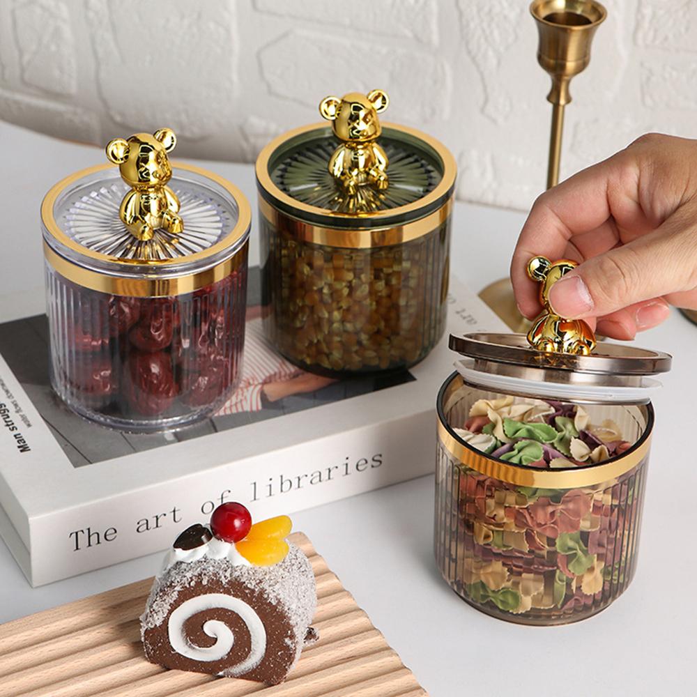 Cute Bear Cotton Swab Storage Box Cotton Pad Holder Cosmetics Jewelry Bathroom Qtip Makeup Container Lipstick Organizer Box