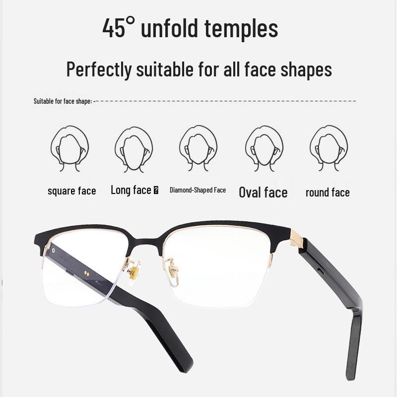 Smart Touch AI Bluetooth Glasses with Metal Frame and Thin Legs for Calls and Music.