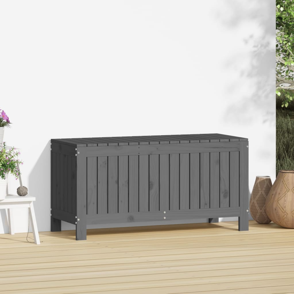 Garden Chest Gray 108 x 42.5 x 54 cm Solid Pine Wood