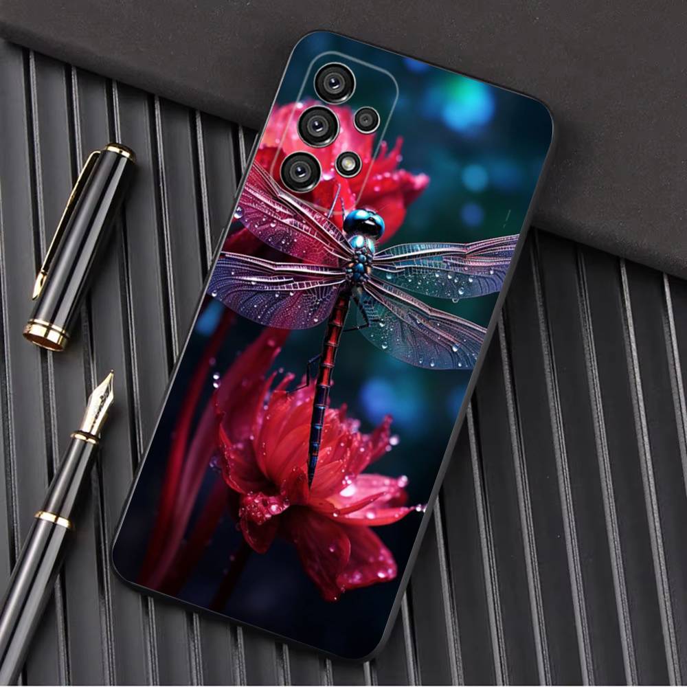 Чехол для телефона с рисунком стрекозы для Samsung Galaxy A13, A21s, A22, A31, A32, A52, A53, A71, A80, A91, мягкий черный