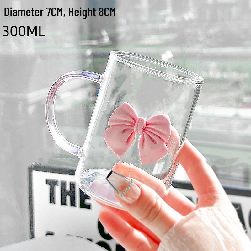 Кружка стеклянная с розовым бантом в стиле принцессы - Впитывающая воду, DIY дизайн с гусеницей