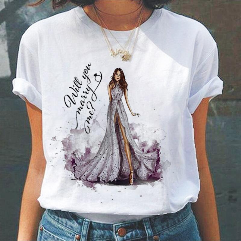 Summer Round Neck 3D Queen Pattern Print Top Fashionable Casual Short Sleeved Women's T-shirts
