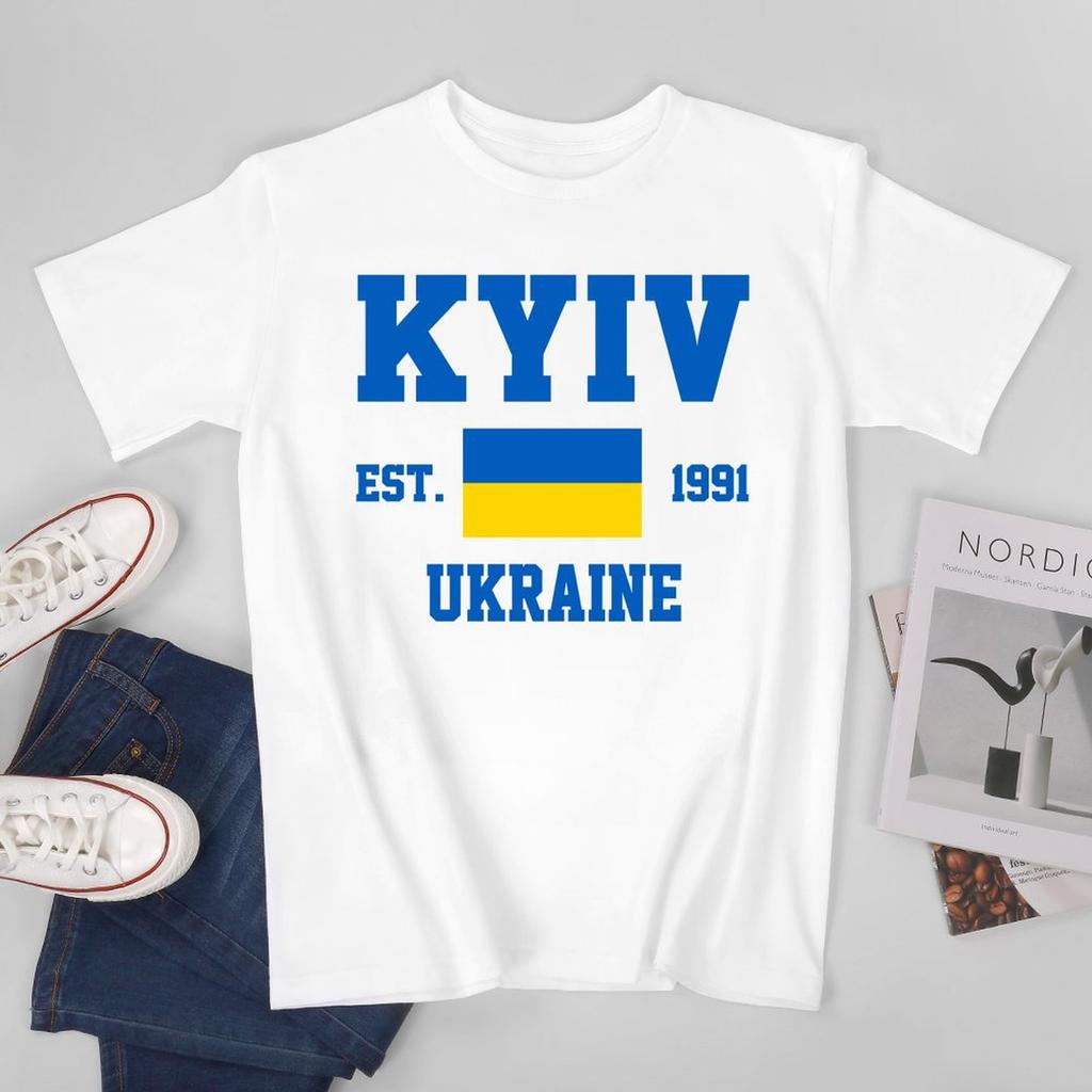 Флаг Украины Основан в 1991 году Киев Унисекс Футболка Футболки Футболка С круглым вырезом Футболки Унисекс Одежда для мальчиков 100% Хлопок