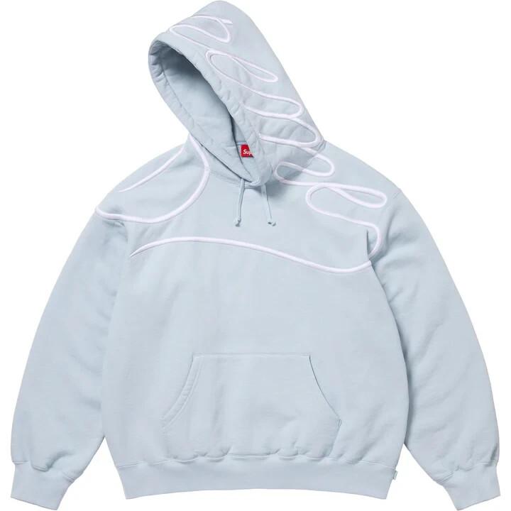 Supreme Толстовка с капюшоном и надписью на плече Светло-голубая