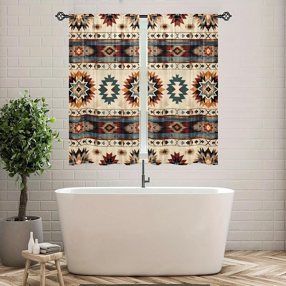 2 шт. шторы с геометрическим принтом в стиле ацтеков, шторы с кулиской, украшение для дома, украшение комнаты
