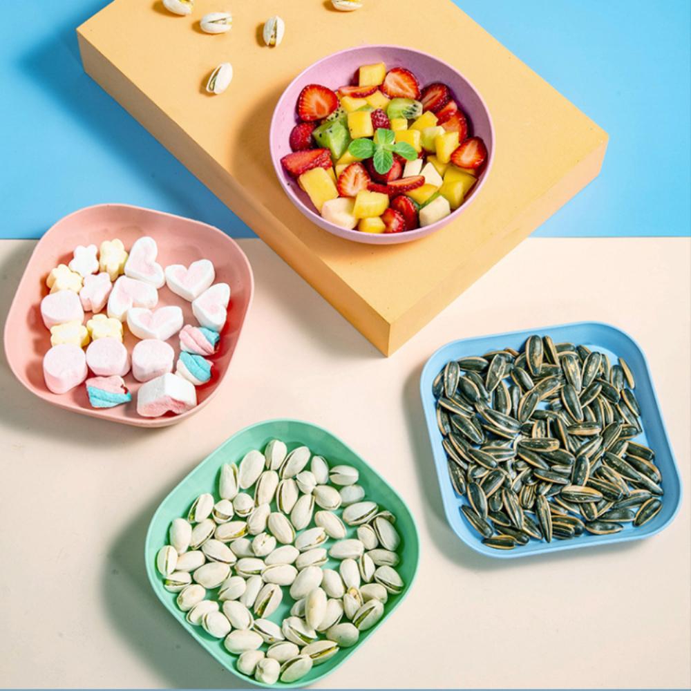 Обеденная тарелка из пшеничной соломы в скандинавском стиле, блюдо из костей, квадратное блюдо для вертела, блюдо из костей, маленькая тарелка для торта и фруктов