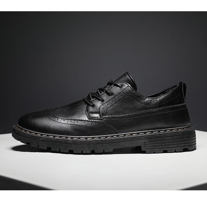 2024 Осень Ранняя Зима Обувь Мужская Обувь Модная Крутая Молодежная Обувь Броги Брендовая Мужская Обувь Чистый Черный D123