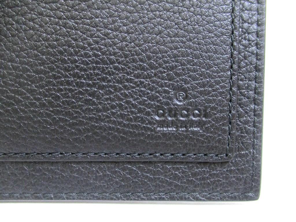 Оригинальный мужской кошелек GUCCI с тисненым логотипом, черная кожа, складной, для купюр, компактный #b233 Открытая коробка