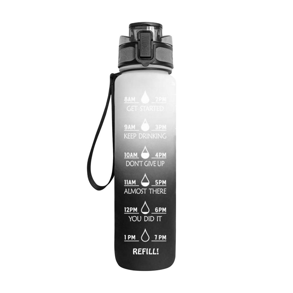 Large Water Bottle With Motivational Time & Removable Strainer, For Fitness, Gym And Outdoor Sports