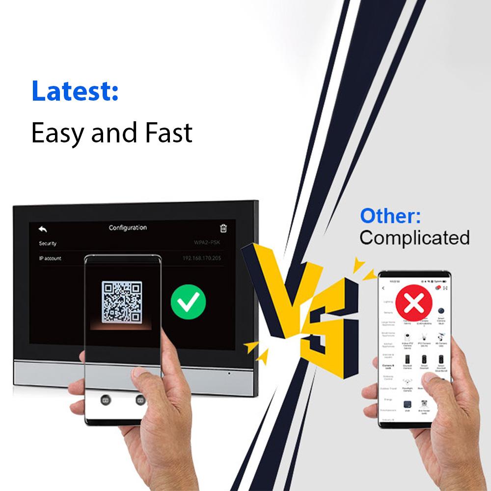 1080P Wireless Video Doorbell Camera with Monitor TY APP WiFi 7 Inch Touch Screen Video Door Phone