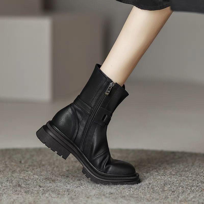 Настоящая мягкая кожа ретро интернет знаменитости платформа вестерн ковбойские сапоги рыцарские сапоги женские короткие сапоги