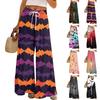 Women's Printed Wide Leg Pants With Pockets High Waist Drawstring Loose Casual Pants