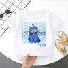 KPop Охотник на демонов Милый синий кот с узором из птиц Детская футболка Модная повседневная для мальчиков и девочек