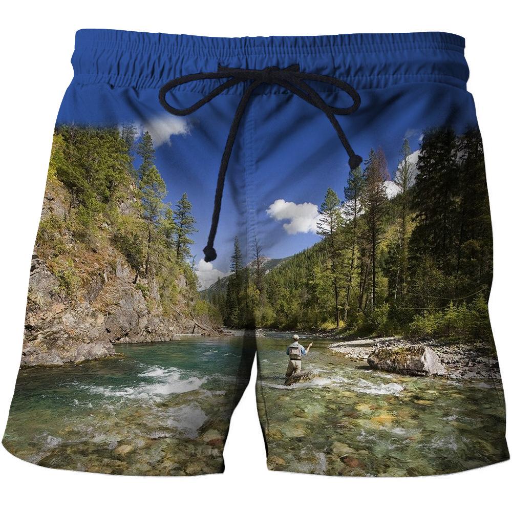 New Tropical HD 3D Swimming Trunks Shorts Mens Funny Fishing Bermuda Breathe Men's Boys Beach Pants Sport Shorts Fashion