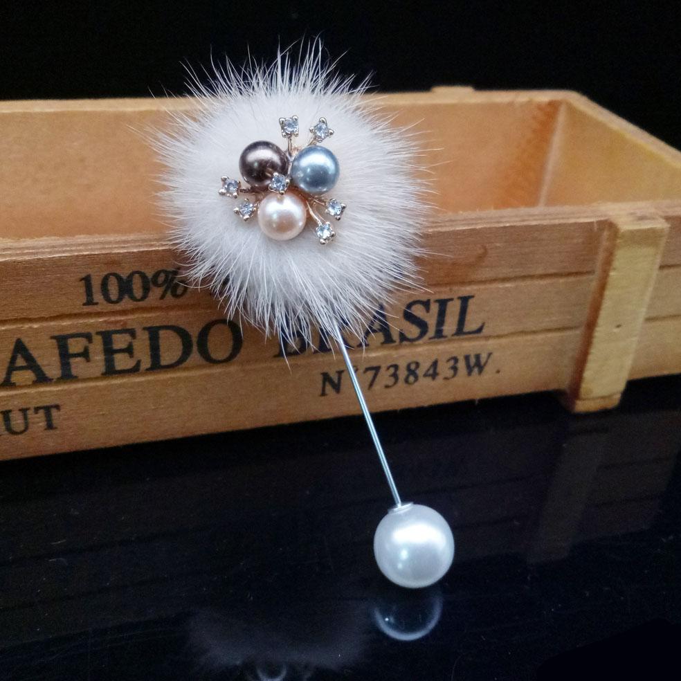Корейские милые броши-шармы для женщин, меховые помпоны, пирсинг, лацканные броши, жемчужные цветы, булавки для воротника, ювелирные украшения, подарок, аксессуары
