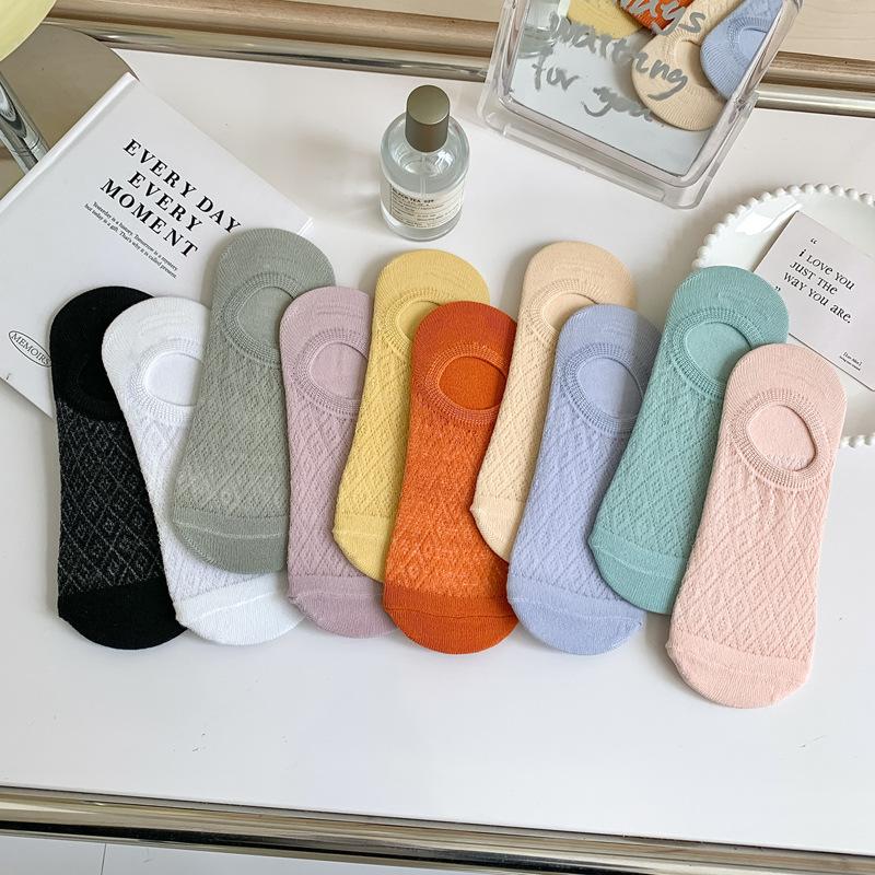 1/5pairs Women's Summer Shallow Invisible Boat Socks Sweat-absorbent Breathable Low-top Socks