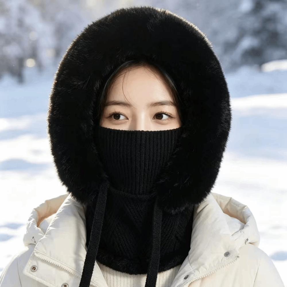 Ear Coverage Knitted Balaclava Diamond Pattern Women's Knitted Ear Protectors Scarf Women