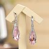 Huitan Water Drop Pink Cubic Zirconia Drop Earrings for Women Sparkling Engagement Ear Accessories Temperament Sweet New Jewelry
