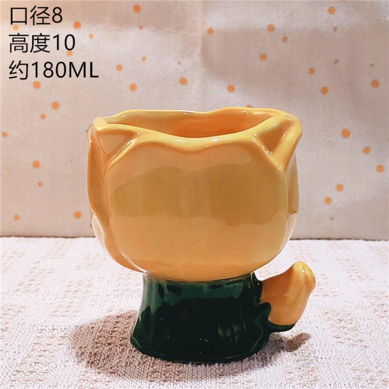 1 шт. 180 мл Тюльпан Градиент Цветок Расписанная вручную Чашка для воды Подставка для свечи Керамическая кружка Крышка В помещении Шкатулка для драгоценностей