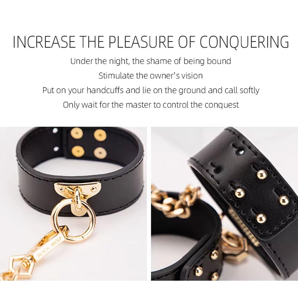 High-end Real Leather BDSM Bondage Set Collar Whip Gag Handcuffs Adult Sex Toys for Couple Comfortable Safe Intimate Games Role
