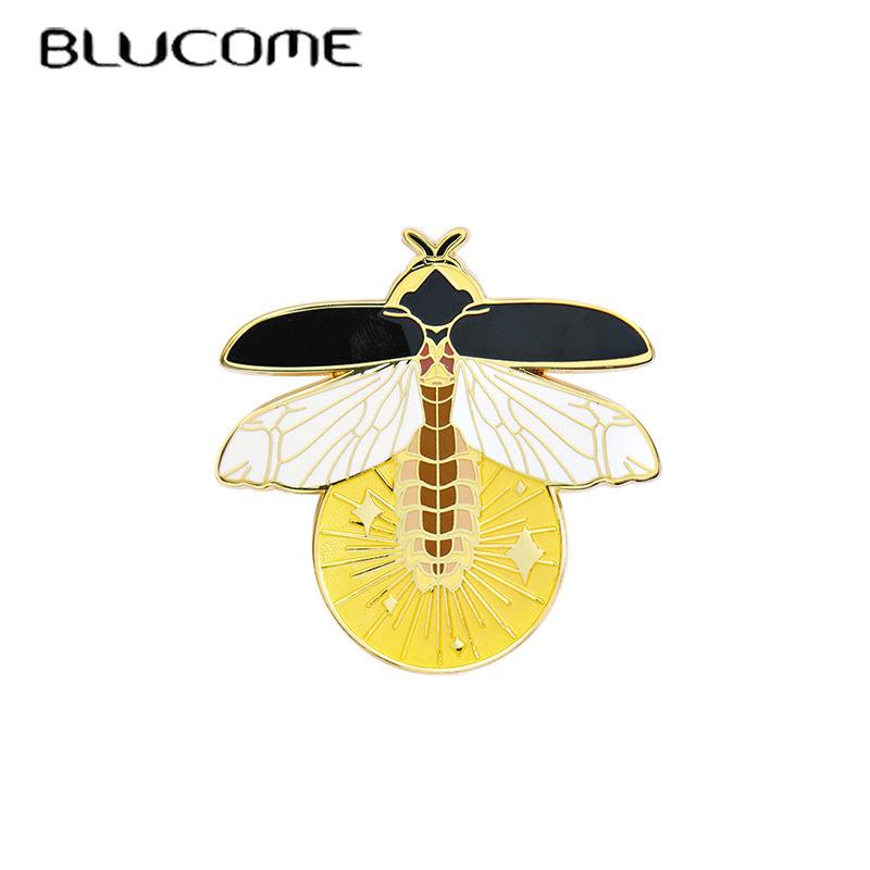 Blucome Новый дизайн, индивидуальная креативная желтая светящаяся брошь в виде насекомых, значок с изображением мультфильма, булавка