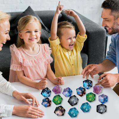 Игральные кости Liquid Core Resin Dice Sharp Edge 20-сторонние игральные кости золотисто-серебристого цвета с цифрами Многогранные игральные кости Quicksand Multi-sided D20 игральные кости для ролевой игры Реквизит для игральных костей