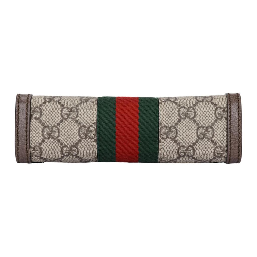 Gucci Ophidia Vintage Floral Logo Striped Webbing Chain Bag Envelope Bag Clutch Bag Canvas Patchwork Leather Messenger Bag Mini Women'S Ebony/Brown