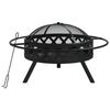 VidaXL Fire Pit with Poker, Barbecue Fire Pit with Bowl, Camping Fire Pit with Lid, Fire Pit with Ring Garden 360058
