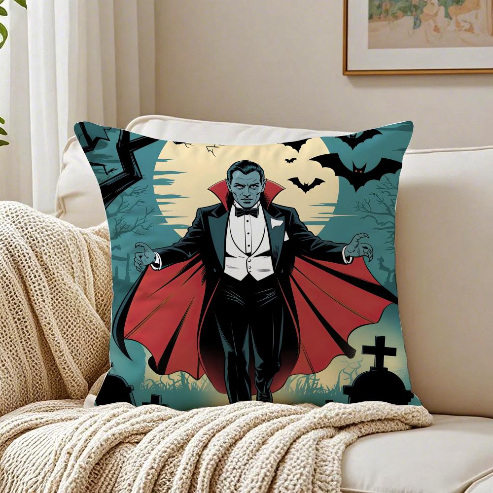 Cool Dark Color Dracula Pillow Case Double-Sided Plush Sofa Cushion Covers Organic Breathable Invisible Zipper