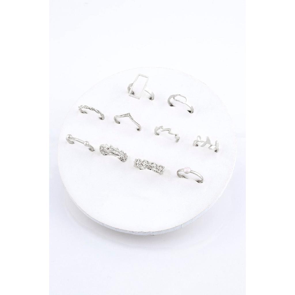 Комбинация колец из 10 частей с фигурками жемчуга и оливковой ветки 023