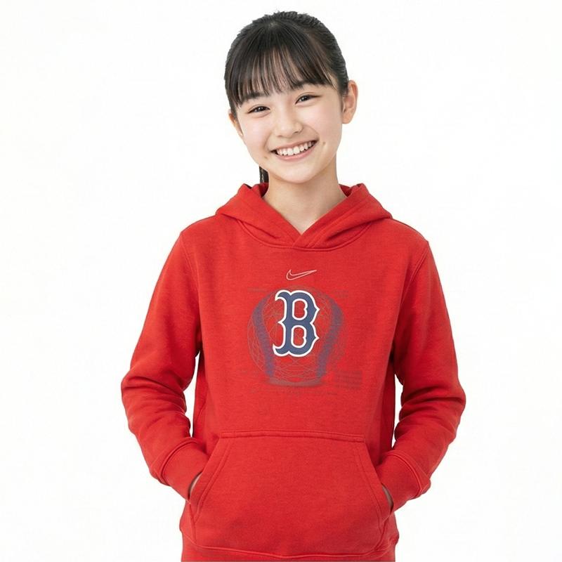Nike x MLB Sweatshirt Boston Red Sox, Stylish Versatile Sports Comfortable Hooded Pullover Long Sleeved Fleece Lined 3Z3B3SBGA-BOS