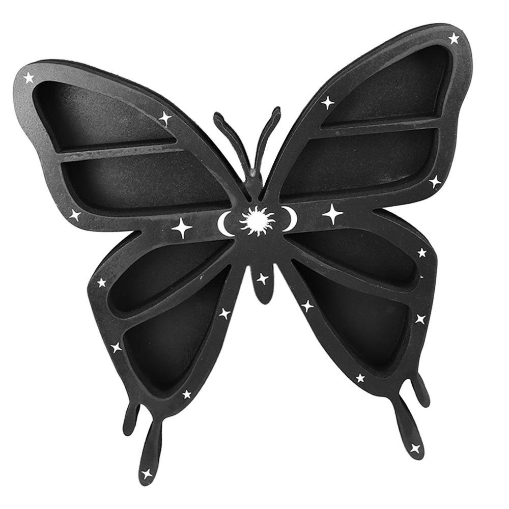 5pcs Wall Mounted Butterfly Crystal Shelf Plywood Wooden Crystal Shelf Living Room Decor