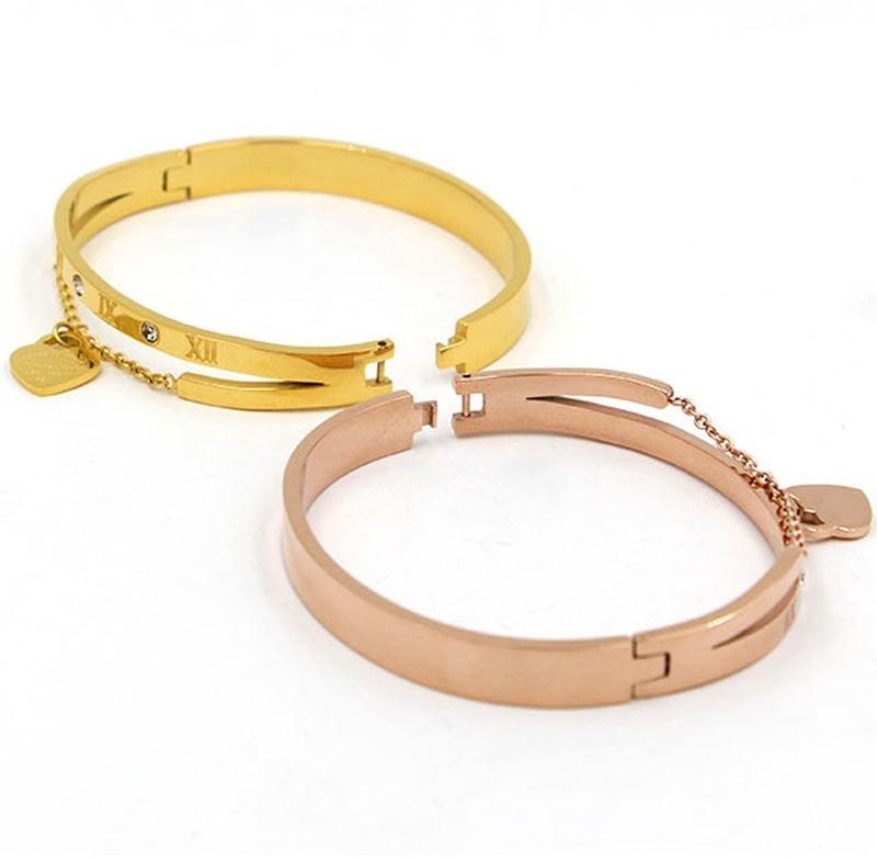 Luxury Stainless Steel Bracelet & Bangle Heart Love Tag Bracelet Jewelry for Women