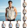 Men's Fashion Printed Sleeveless Lapel Button-Down Shirt Vest Top